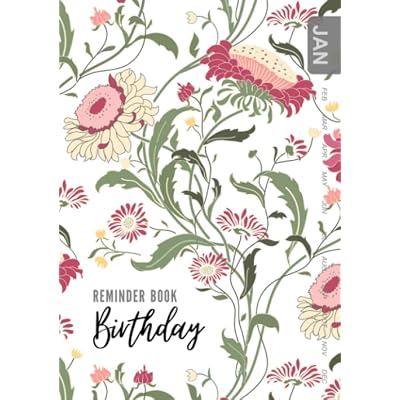 Birthday Reminder Book: A5 Medium Notebook for Recording Birthdays and Anniversaries | Monthly Index | Folk Style Wildflower Design White
