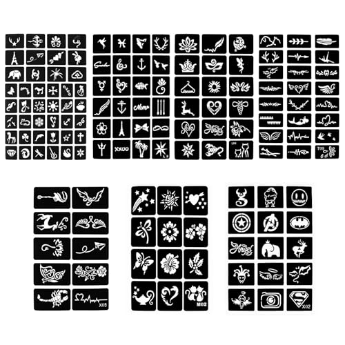 Alaoo 14 Fogli Stencil per Tatuaggi, Tatuaggi Stencil Adesivo,Stencil Tatuaggi Temporanei, per pittura a mano e corpo