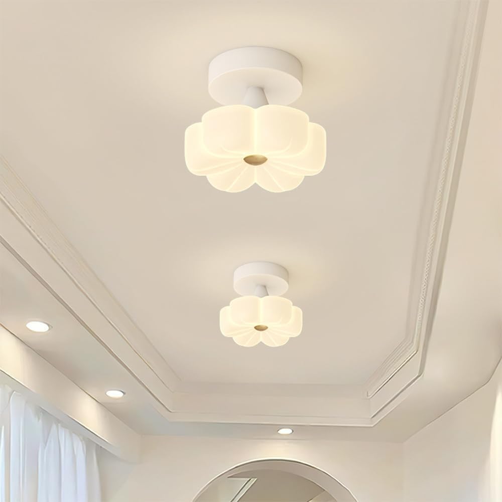 Acrylic Flowers Ceiling Light White Ceiling Lamp Metal Close to Ceiling Light Led Tricolor Light Corridor Lighting Fixtures Bedroom Living Room,Hanging Light Fixture