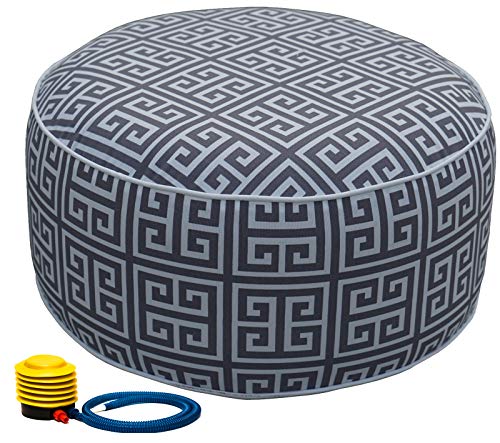 Kozyard Inflatable Ottoman Stool - Portable Round Pouf for Indoor/Outdoor Use - Perfect Small Foot Rest or Seating for Kids and Adults - Ideal for Camping or Home (Abstract Square)