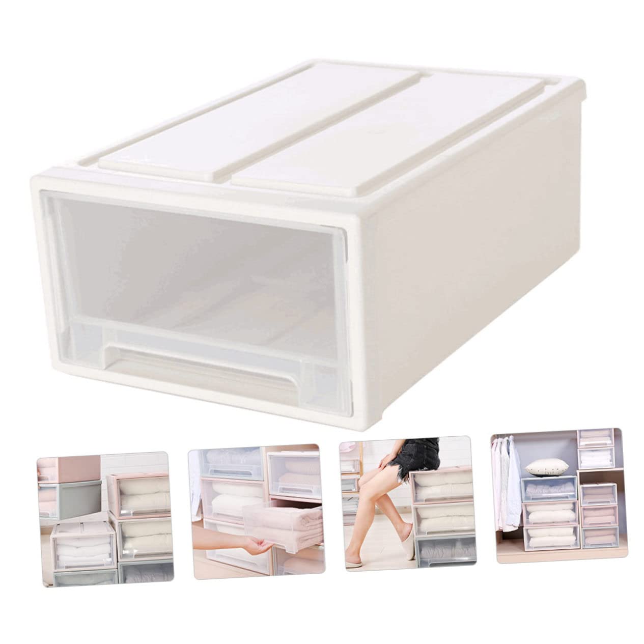 ULTECHNOVO Transparente Stapelbare Kunststoff-box Mit Schublade Umweltfreundlich Verschleißfest Vielseitiger Aufbewahrungsorganizer Für Kleidung Und Schuhe Für Schlafzimmer Und Wohnzimmer