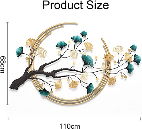 Ainydie Créatives Décoration Murale Feuille de Ginkgo en Métal à La Main, Moderne Luxe Sculpture Murale en Métal, Tenture Murale Intérieure pour Salon Chambre à Coucher Hôtel,110x68cm – Image 6