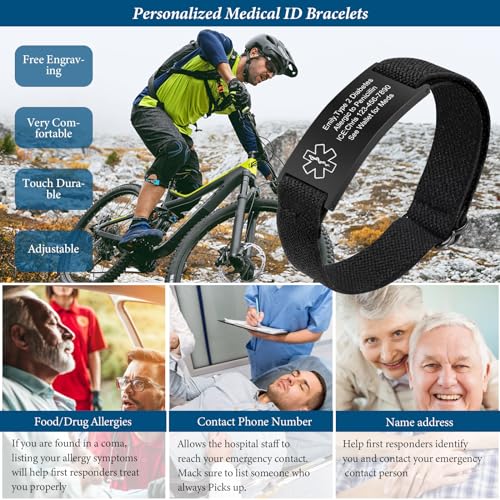 Pulsera médica ajustable con grabado para hombres y mujeres miniatura 2