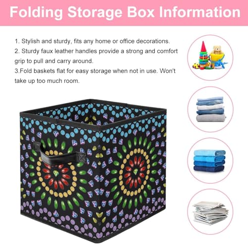 Boîte de rangement pliable cube en tissu coloré style bohème