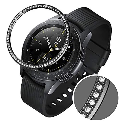 BaiHui Bezel Ring Styling Compatible with Samsung Galaxy Watch 42mm/Gear Sport,Stainless Steel Bezel Ring Adhesive Cover Anti Scratch Protector Case for Samsung Watch 42mm, Black Cover