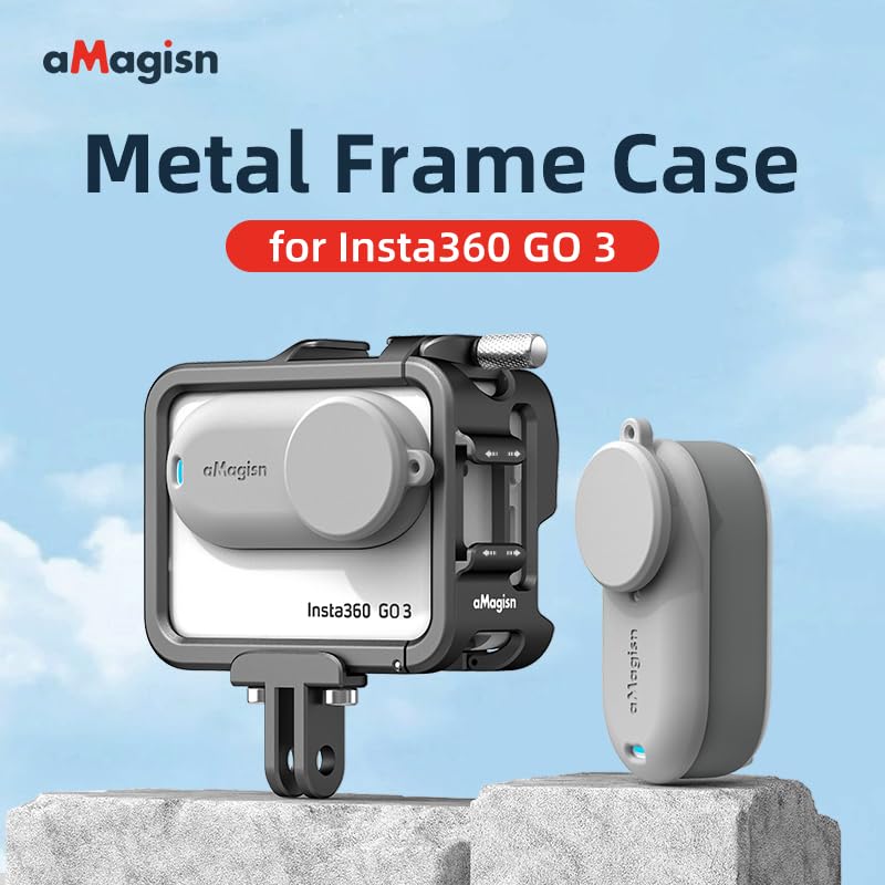 Image of Aluminum Frame Cage with Lens Silicone Corver Case and Screen Protector for Insta360 GO 3,Metal Protective Durable Housing Case with Cold Shoe Mount (Model Number 1)