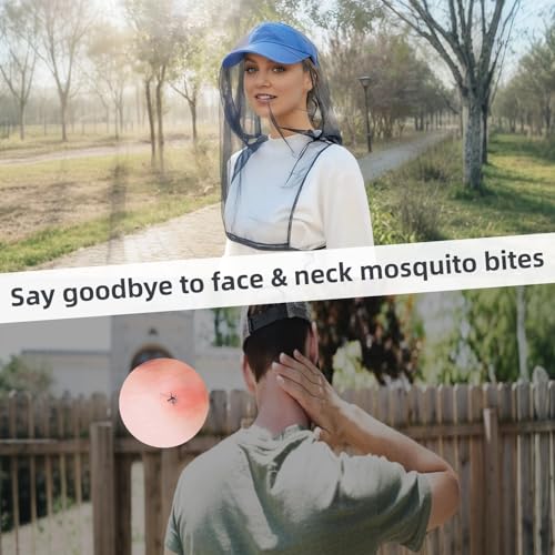 Novellus Mosquito Head Net Mesh para actividades al aire libre, cubierta transpirable de cara y cuello con cordón ajustable, protección ligera contra insectos para senderismo, camping y pesca, se adapta a la mayoría de los tamaños de sombreros (Negro) miniatura 3