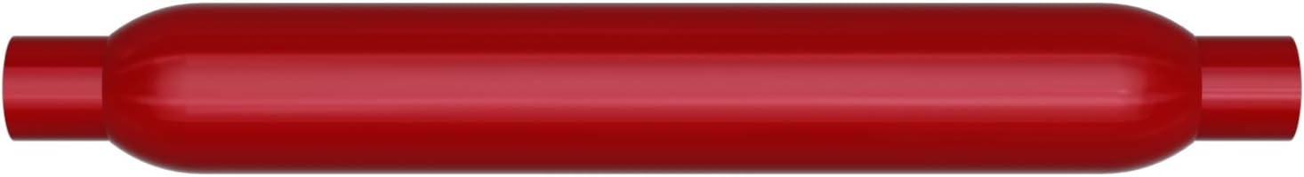 MagnaFlow Performance Exhaust Muffler 13125: 2.25"/2.25" Inlet/Outlet, 3.5x3.5x18" Round, Aluminized Steel, Red Coated Finish