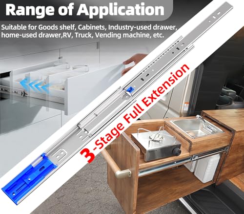 TP-LAIE 24 Inch 200lbs Soft Close Heavy Duty Drawer Slides, Side Mount Rails Full Extension Ball Bearing Cabinet Tool Box Runners Tracks Glides (1 Pair, with M4 Screws) by TP-LAIE - Image 7