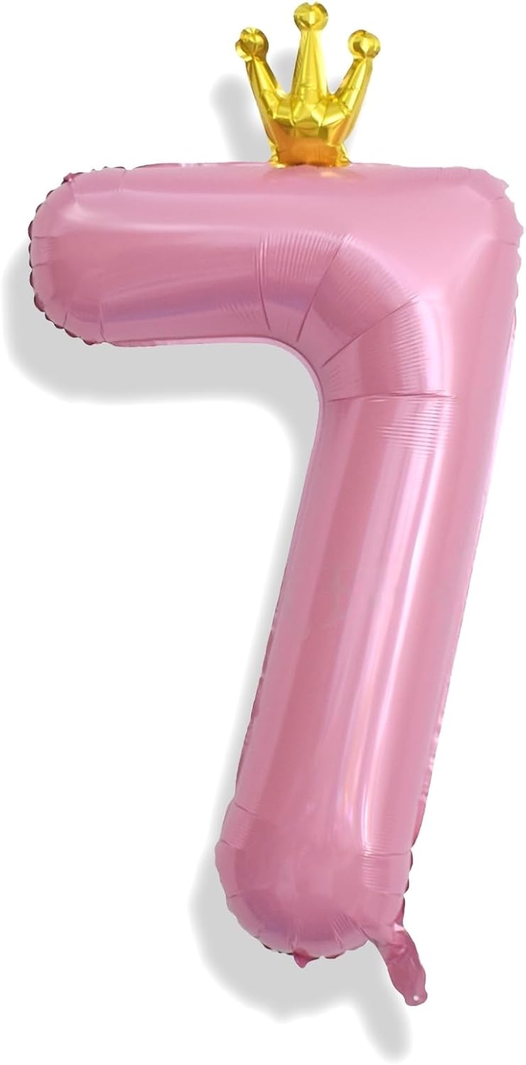 Amazon.com: Pastel Pink Crown Number 7 Balloon, 40 Inch Light Pink ...