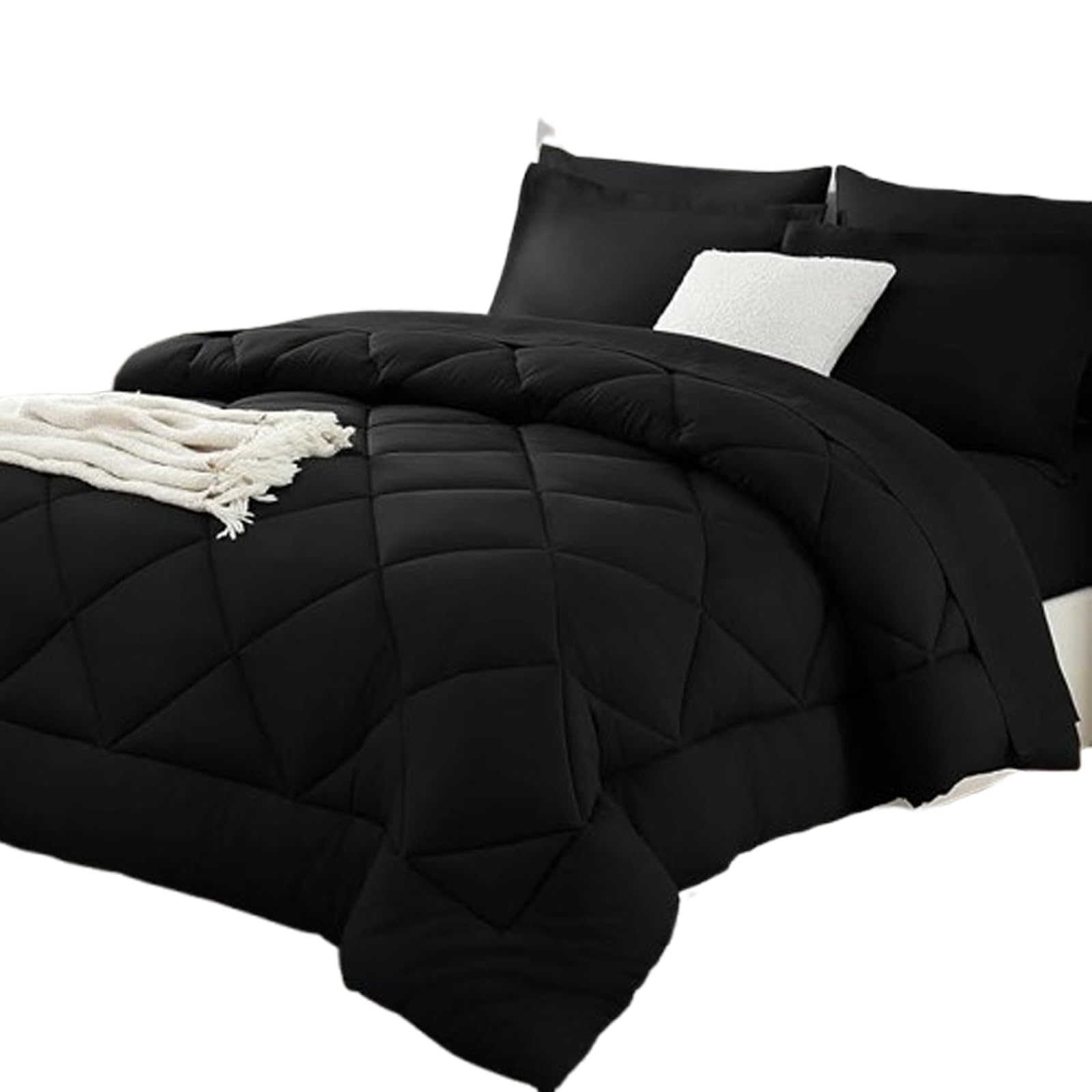 YanGoy Pleene Duvet and Cover in One with 2 Pillowcases (Black,200 * 200cm)