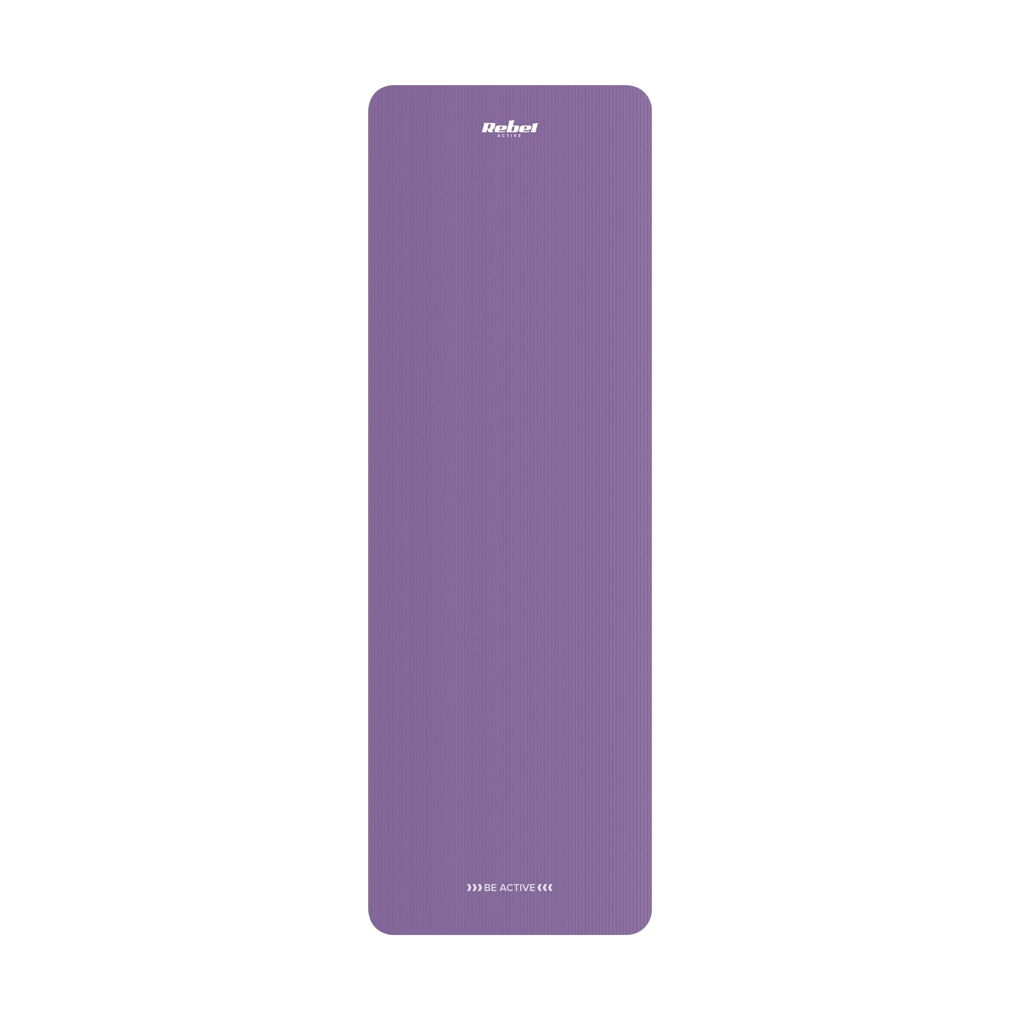 Rebel Mata Gimnastyczna do Ćwiczeń Joga Pilates Fitness 183x61cm Grubość 1cm Materiał NBR Fioletowa RBA-3150-PU