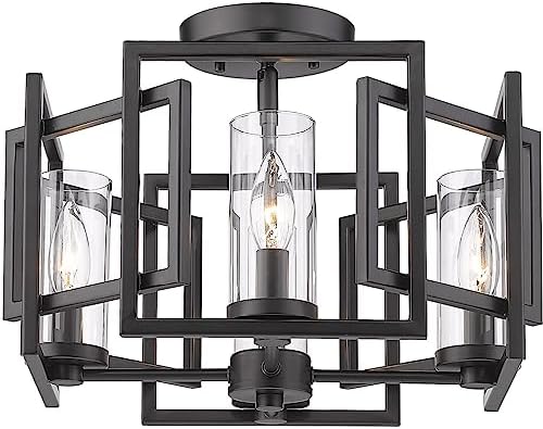 Golden Lighting Marco 16" Wide Matte Black Metal 4-Light Ceiling Light