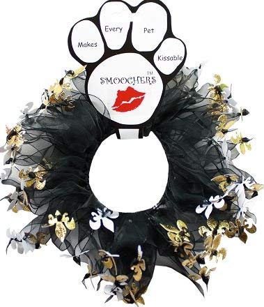 Mardi Gras Party Collar- Smoocher Black Fleur De Lis (Small (8'-11'))