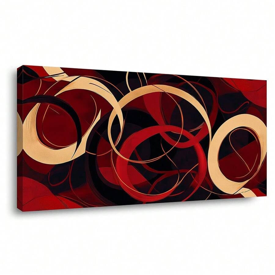 Images murales esthétiques TONGYINLI tableau toile abstrait rouge et or 55x110cm