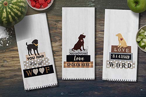18Th Street Gifts Dog Decor Dish Towels - Set Of 3 100% Cotton Tea Towels For Dog Lovers And Dishwasher Magnet - Dog Mom Gifts For Women - Dog Themed Gifts - Dog Kitchen Decor #TOP1