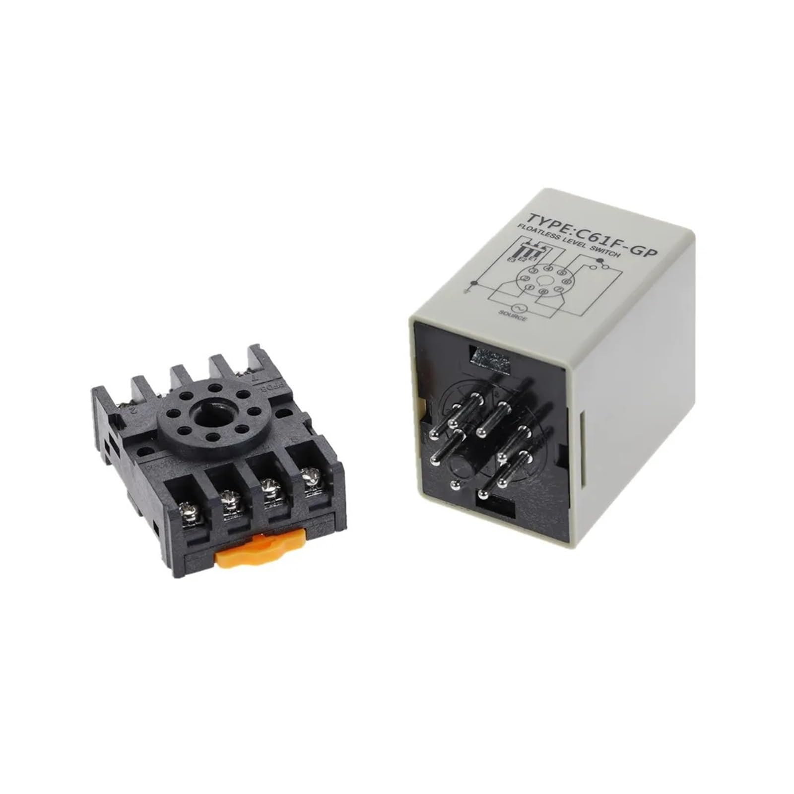 C61F-GP AC 220V 50/60 Hz 8 Pin Liquid Floatless Water Level Switch Relay Controller With socket PF083A/PYF083A Base