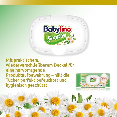 Babylino Sensitive Baby Tücher 0% Duft, 98% natürliche Formel, die den pH-Wert der Haut wiederherstellt, 3 Packungen mit Frischeverschluss… – Ansicht 5