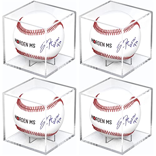 Baseball Display Case, Memorabilia Display Case for Single Ball, UV Protected Acrylic Cube Storage Box, Square Clear Baseball Stand, Sports Autograph Display Case Holder - Fits Official Size Ball