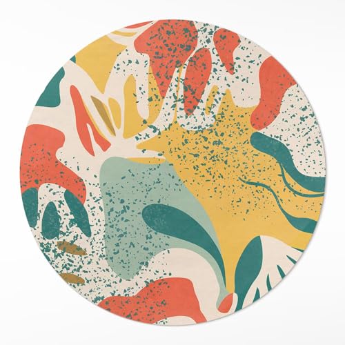 Tapis de sol vinyle anti-tache ø80 cm pour protéger votre carrelage et déco de salon - 2