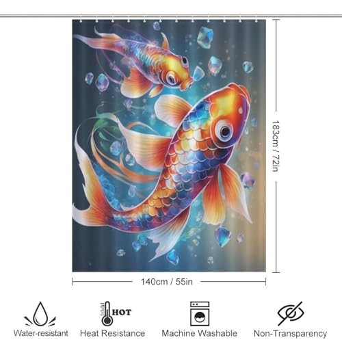 Rideau de douche poisson koï en polyester haut de gamme 140x183 - 4