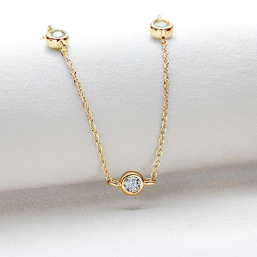 Moissanite Necklace for Women Sterling Silver, Station Tennis Choker Layering Bezel Set Chain, 2.5MM to 4MM Dainty Simple Adjustable 16 Inch to 18 Inch4