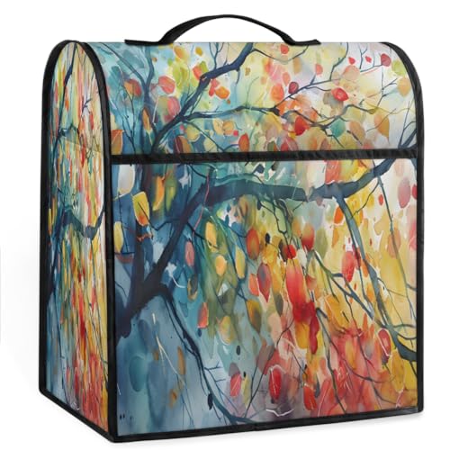 Coffee Maker Cover Watercolor Tree Leaf Kitchen Appliance Covers Small Appliance Covers Blender Cover Juicer Cover Dust Covers for Kitchen Appliances with Top Handle and Pockets,Washable,C818