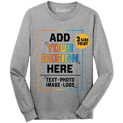 Custom Long Sleeve Shirts Design Your Own Add Your Photo Image Text for Men Women Front & Back Side...