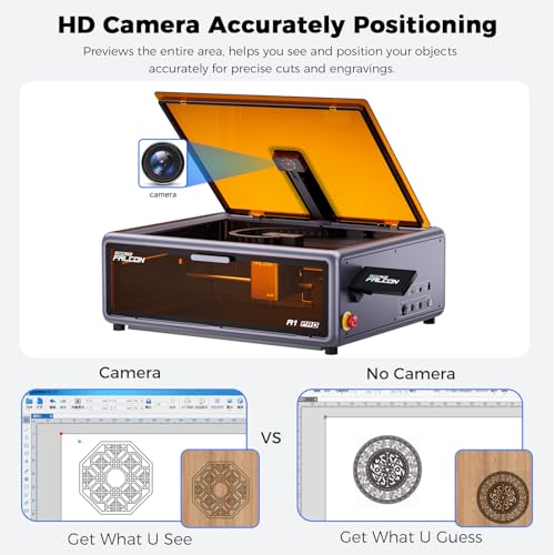 Image of Creality Falcon A1 Pro 20W Laser Engraver with Air Assist, HD Smart Camera for Auto Focus, APP Control, Class 1 Safety Enclosed Engraving Machine for Wood and Metal, Acrylic