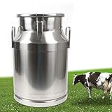 Ethedeal Milk Can - 30L/8Gal Stainless Steel Milk Can Canister Dairy Pot Bucket - Tote Jug Oil Barrel Tea Canister (Silver-30L/8Gal)
