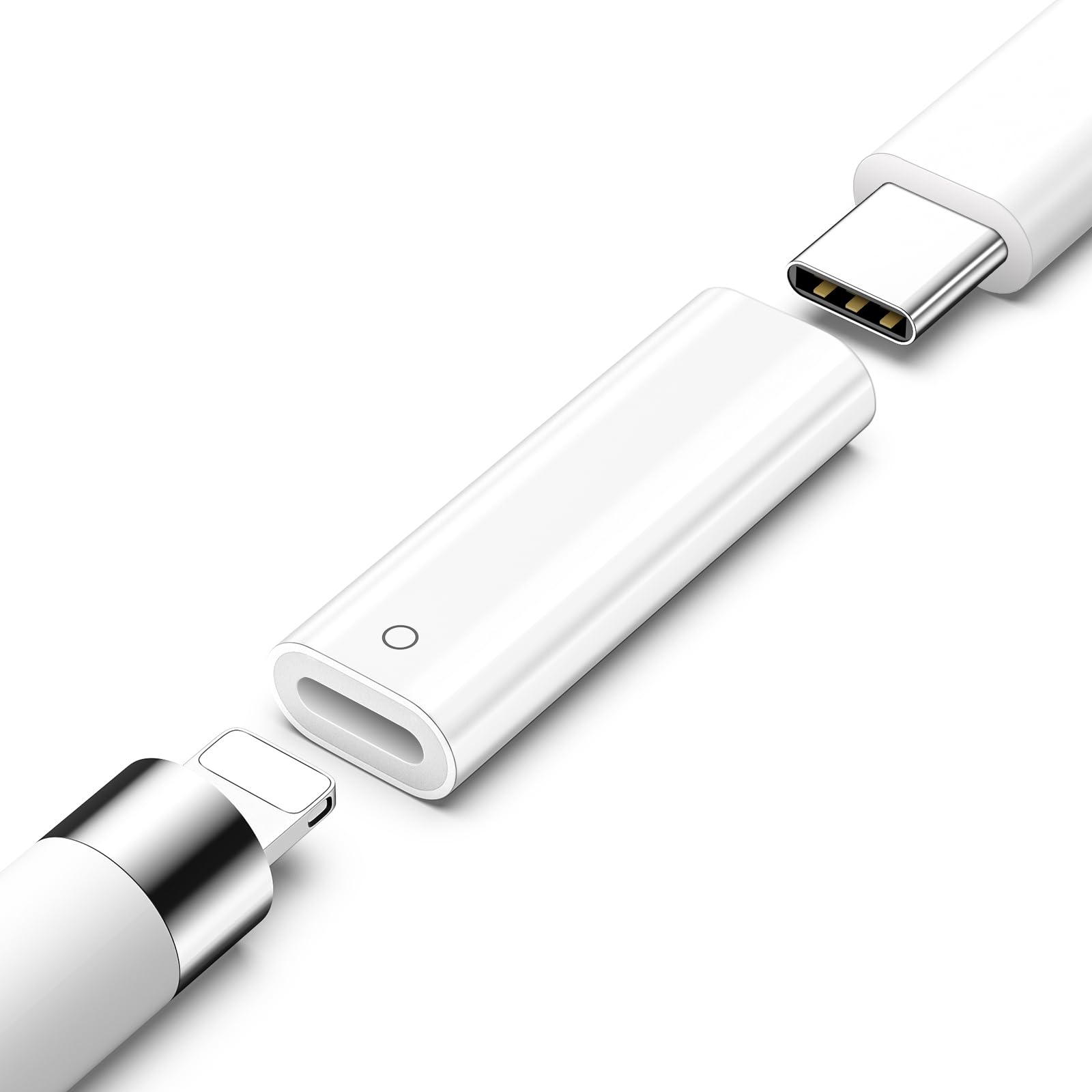 TiMOVO Adattatore Caricatore USB C per Apple Pencil 1a Generazione, Connettore da Lighting a USB C, Bianco