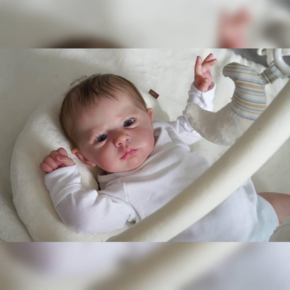 Lonian Lalka Reborn Baby 60 cm, miękkie ciało, realistyczna zabawka dla dzieci (Blue Eyes)