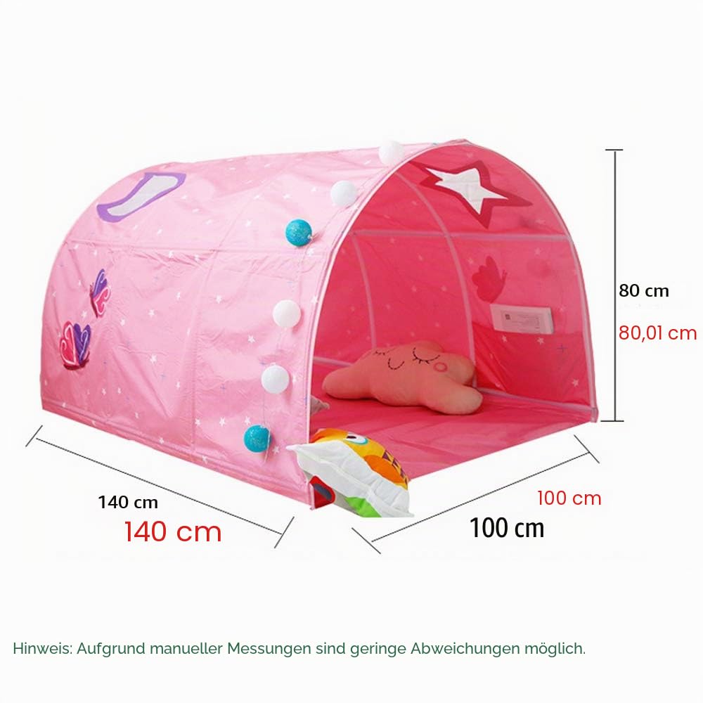 Kinder-Hochbett Tunnelzelt für 90-100 cm Breite Hochbett Etagenzelt, Stoff, Rosa, Einzelbett