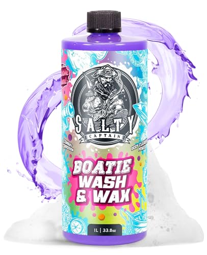 Salty Captain Boatie Wash N Wax - (Bubble Gum Scent) Foaming Car & Boat Wash and Wax Concentrate Cleans Away Salt Marine Residue Dirt | pH Balanced