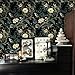 Nukofal Dark Floral Peel and Stick Wallpaper Vintage Floral Contact Paper 16.9inchx118.1inch Flowers Bird Wallpaper Peel and Stick Boho Leaf Self Adhesive Removable for Bathroom Wall Paper Decor