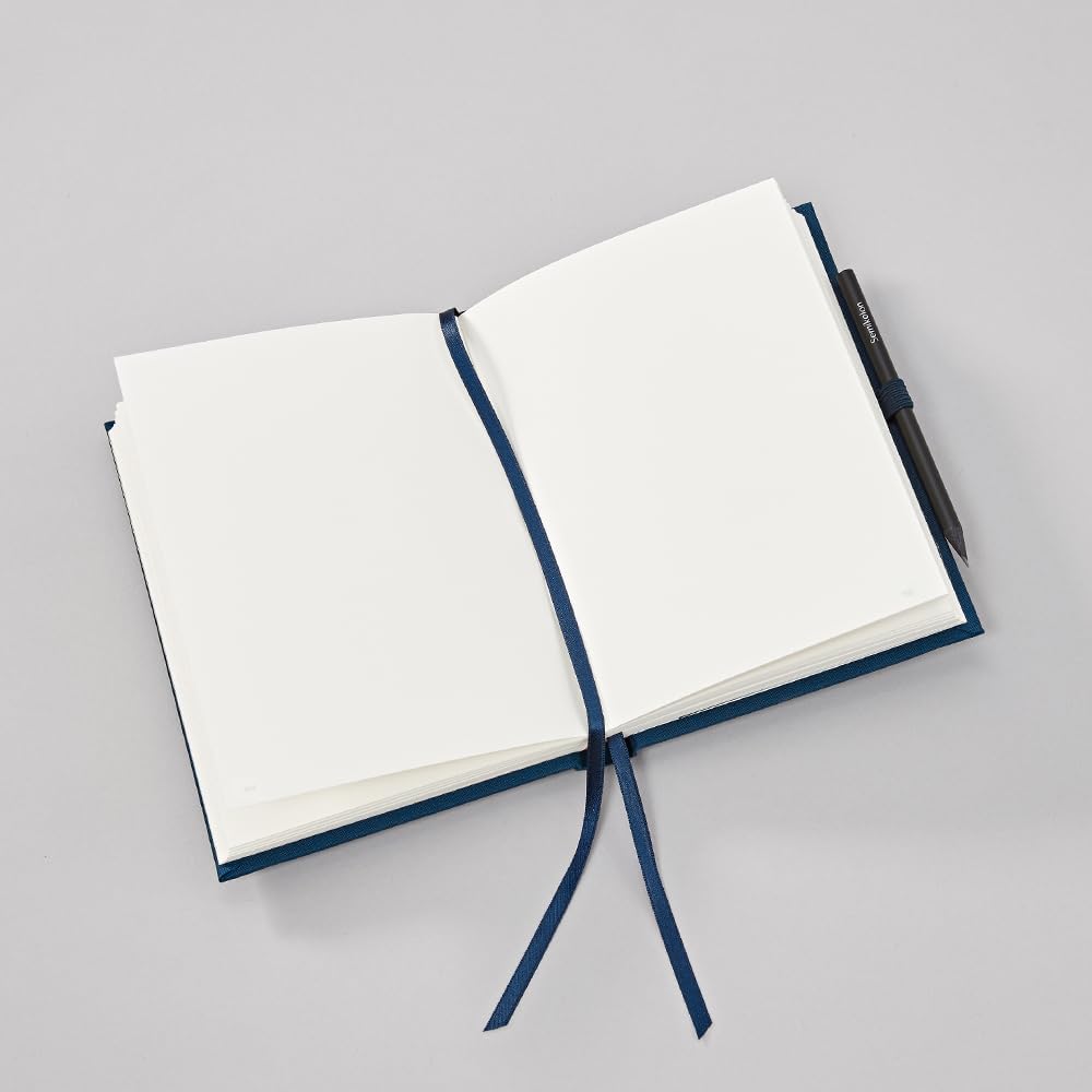Semikolon Grand Voyage Linen Travel Diary, Bookmark and Pencil, Marine Blue (10503)