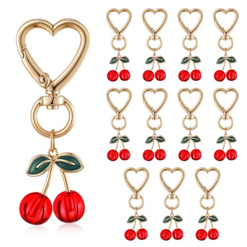 Equsion 12 Pcs Cherry Keychain Bag Purse Charms Ha