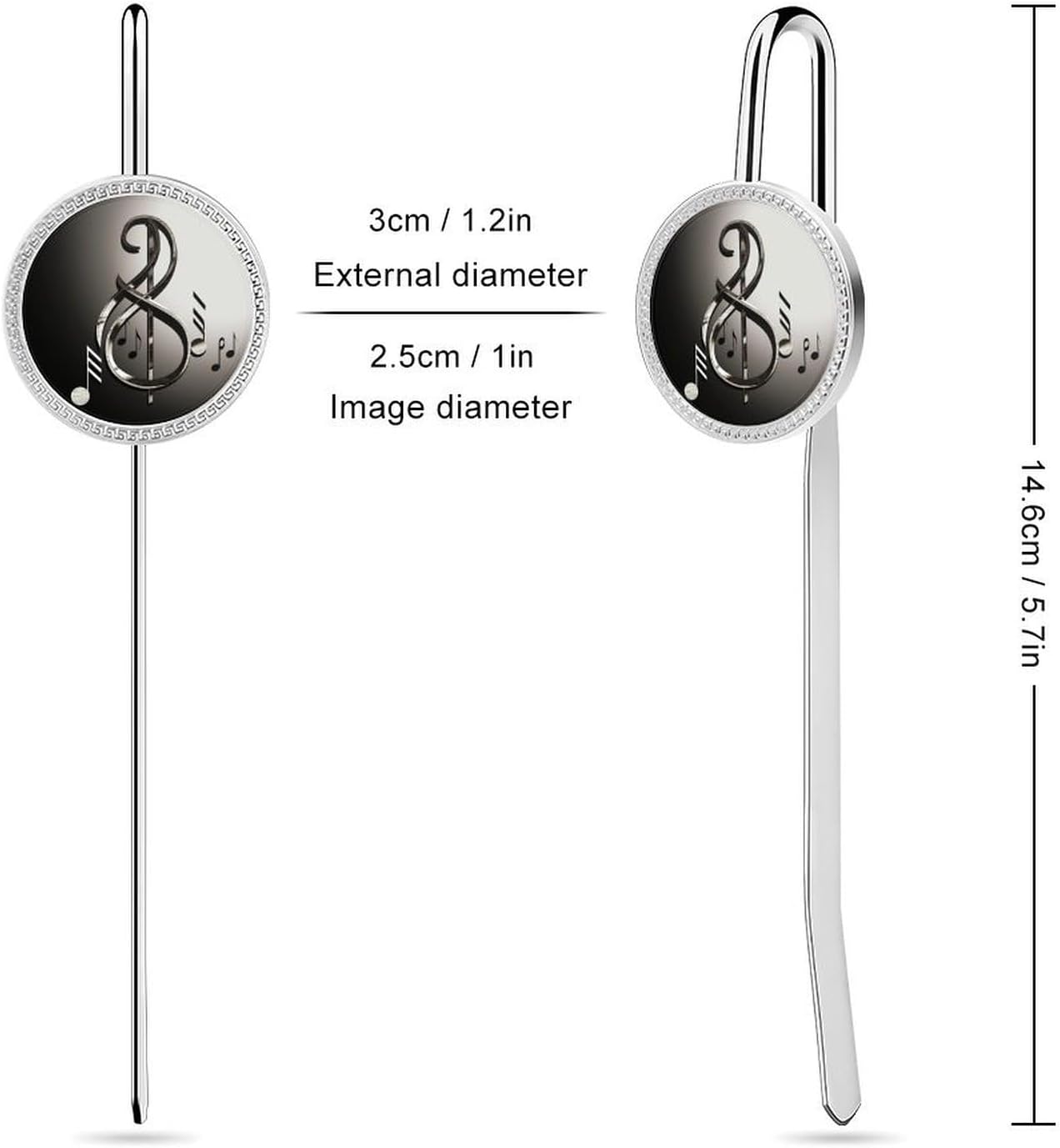 Stainless Steel Book Mark Metal Bookmark Music Symbol Personalized Bookmarks Funny Bookmarks Hook Book Clip Reading Supplies for Bookworm Bookmates Book Lovers Gift 1.2" image 2