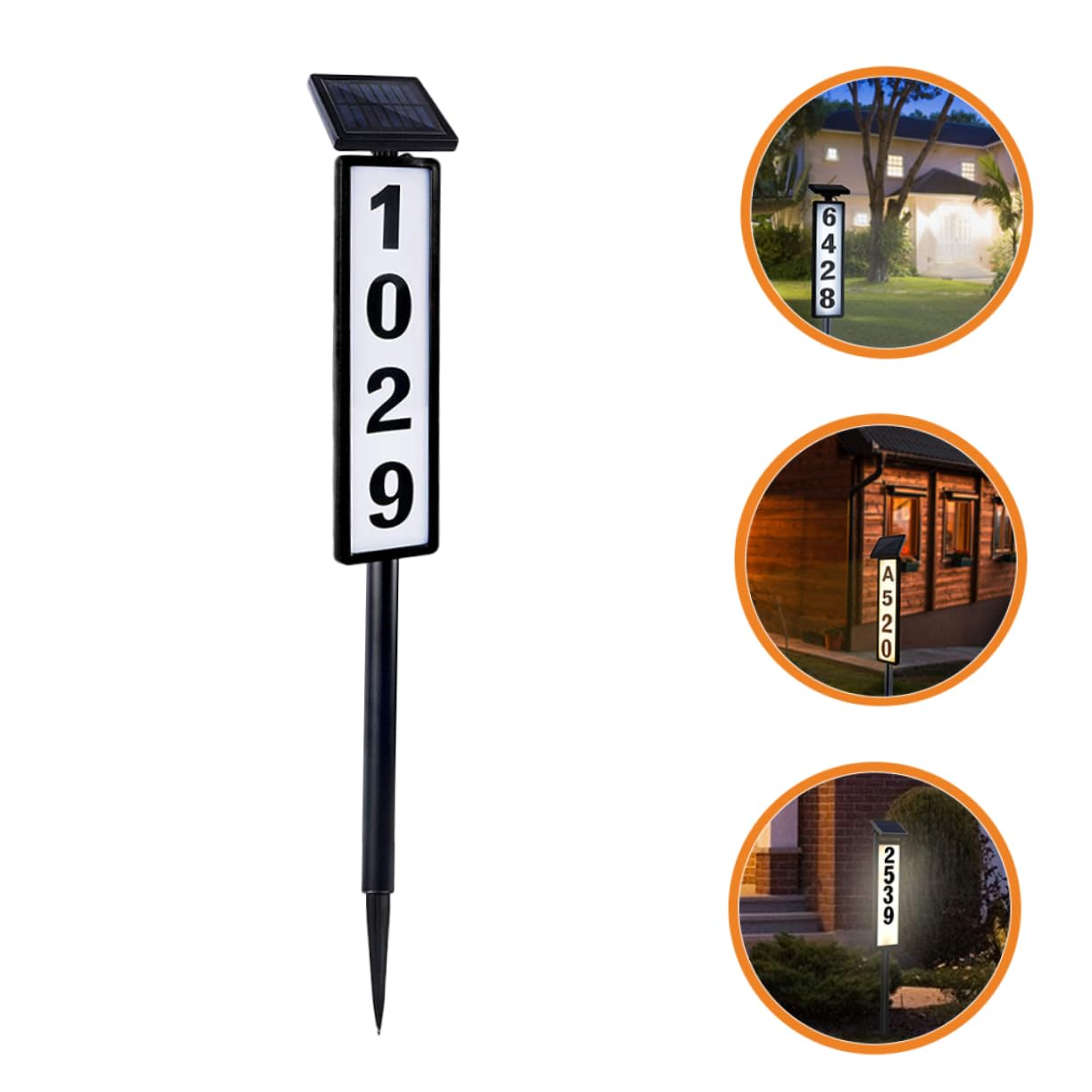 Targa Numero Civico Solare per Casa, Luce Indirizzo Esterno | Plastica Nera, Illuminazione e Visualizzazione Dati, per Giardino e Area Outdoor