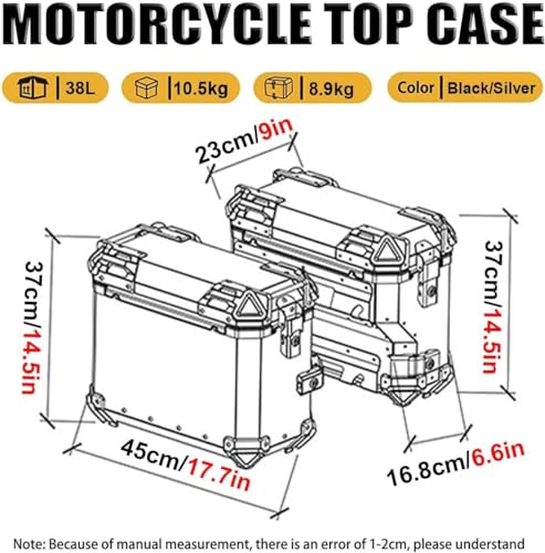 Alforjas Laterales para Motocicleta, Cajas de Almacenamiento Duraderas con Cierre de Seguridad, Impermeables, Hechas de Aleación de Aluminio, para Viaje, Par Negro miniatura 6