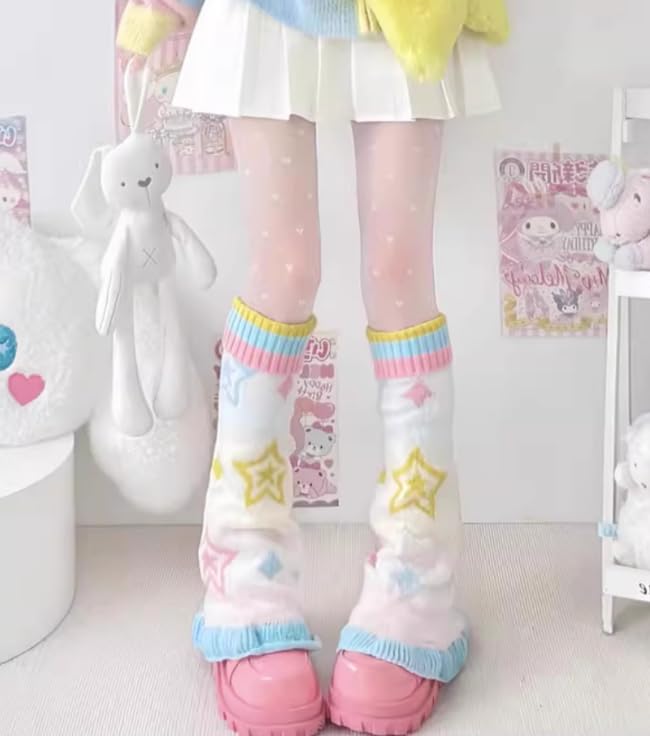 Image of kawaii Winter Leg Warmers Knitted Cute Subculture Half Sleeve Foot Leg Warm Socks Cycling Christmas Gift Women