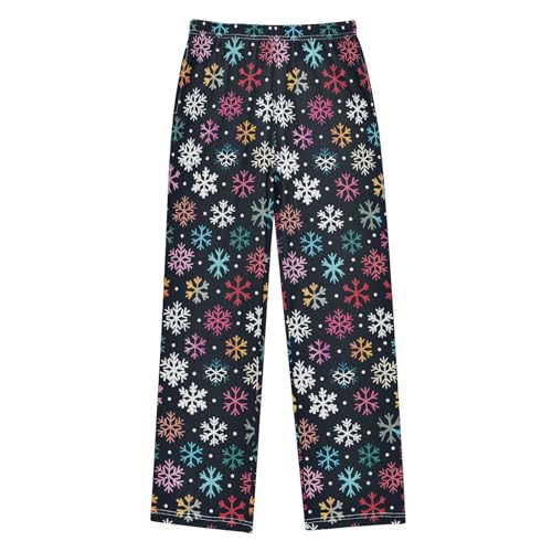 Christmas Pajama Pants Colorful Snowflakes E Long Sleep Pants Lounge Bottoms
