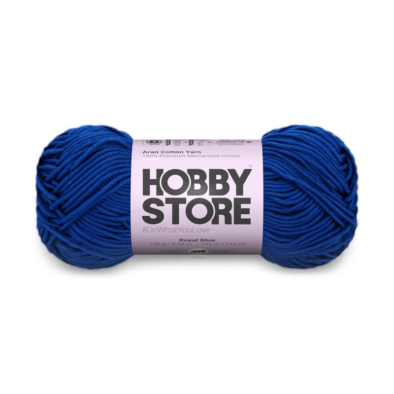 Image of Cotton - Aran Yarn - 100% Mercerised Cotton Aran Yarn for Crochet & Knitting Durable Home Decor (1 ball /100 g) - 439 Royal Blue | Magic Needles