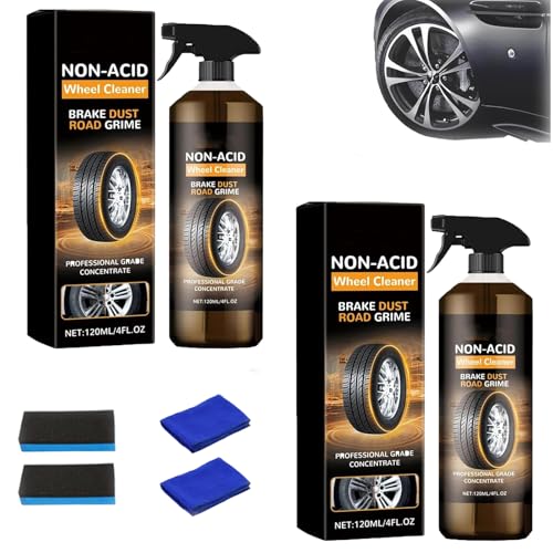 Wheel Cleaner, Wheel Rim Ceramic Coating, Wheels Tire Cleaning Kit, Versatile and Powerful Rust Converter, Water and Dirt Repellent for Car Wheel - Repels Brake Dust - Deeper Shine (2Pcs)