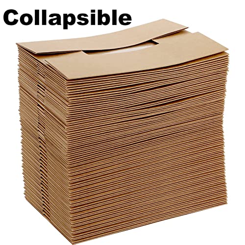 DEAYOU 50 Pack Paper Food Trays, 4 Corner Pop Up Kraft Food Containers, Greaseproof Paperboard Food Box Tray for Party, Disposable Foldable Brown Fast Food Holders for Stadium, Theater, Nacho