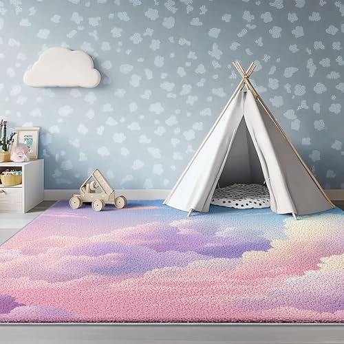 Tapis de salon lavable en machine rose antidérapant 50x80