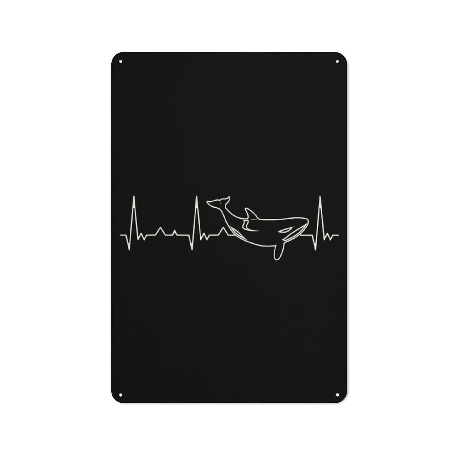 Killer Whale Metal Wall Sign 30x20cm, Loft Style Urban Room Decor for Flat, Bar, Studio Or Gallery Wall