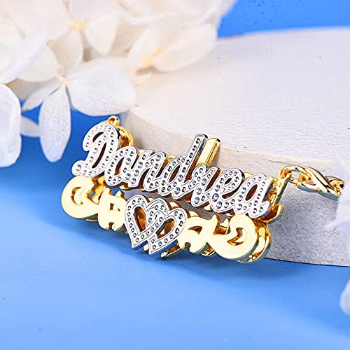Name Necklace Double Plated Nameplate Two Tone Gold and Silver Heart Custom Necklaces Personalized Double Layered Design Letter Heart Choker Necklace Gift for Women Lover Men Necklace Jewelry3