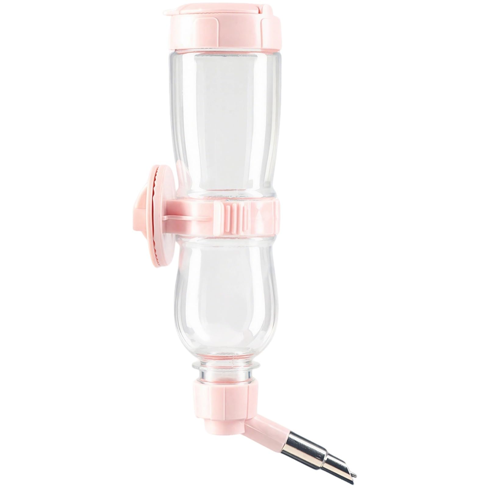 Wasserflasche für Pink Bird, 22,6 cm hoch, automatische Trinkflasche für kleine Tiere, mit Edelstahl-Düse, für Hamster, Meerschweinchen, Wellensittiche und Nymphensittiche, Käfigzubehör