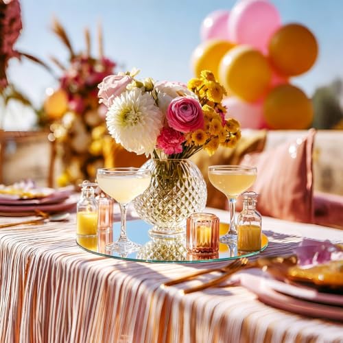 Image of 10 Pack Round Mirror Centerpieces for Tables, 8 inch Acrylic Circle Mirror Centerpieces Mirror Tray Candle Plate Centerpiece for Wedding Table Birthday Flowers Decorations Wall Decor (8inch)